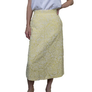 Size 2 Vintage Pencil skirt Floral pattern Pockets yellow and white color
